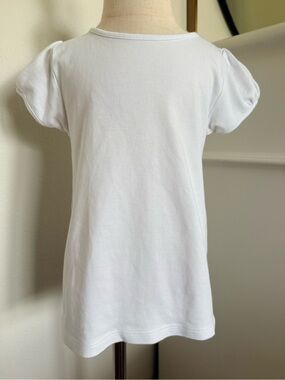 The Beaufort Bonnet Company White Puff Sleeve Tee Girls Size 5 Cotton